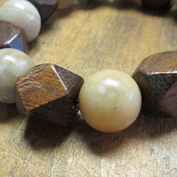 MERRISOTA JEWELRY Agate and Wood Stretch Bracelet Womens Sz 6 3/4" Gemstones NEW - Picture 5 of 6